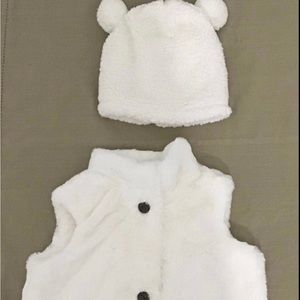 Hanna Andersson Faux Fur Vest and Tedbear Hat Bundle Size 5 K302